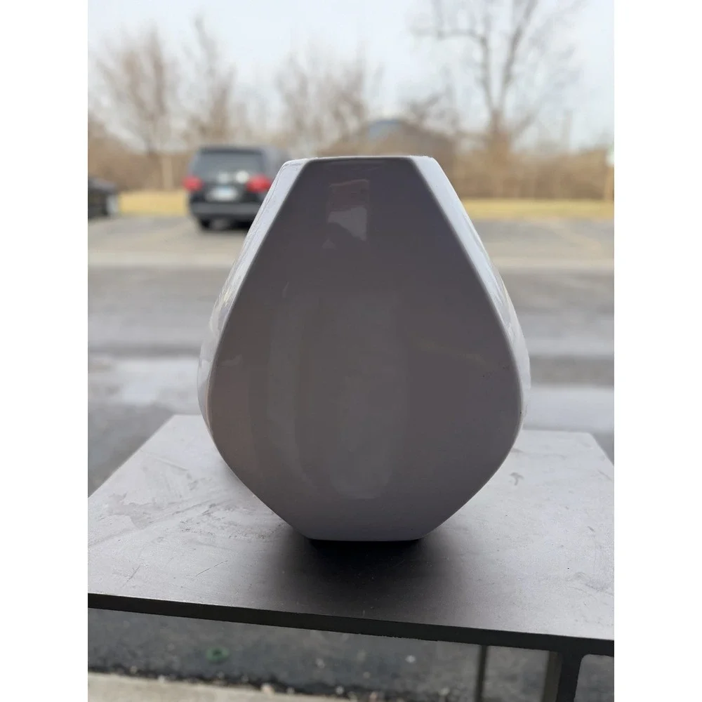 Modern White Geometric Ceramic Vase‎ Matte Minimalist Decor 9